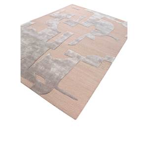 Tapis en laine et viscose tufté à la main, blanc ivoire, à rayures abstraites, rectangulaire, pour la maison, la chambre, le couloir - Tapis de salon Tra-15125 - Product Image 2