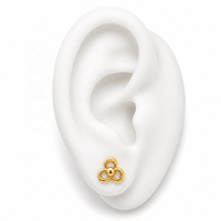 JJBRAVO Pendientes de Oro Macizo con Trébol Abierto para Mujer, Joyería Fina Minimalista Contemporánea de 14k 585, Regalo para Boda o Fiesta, OEM ODM
