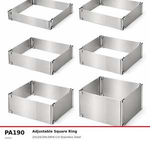 Cercle à gâteau réglable Fida carré h6 cm en acier inoxydable - Product Image 1