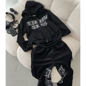 Sudadera con capucha recortada de ajuste regular personalizada con apliques bordados desgastados de invierno sólido de algodón de lujo de peso pesado Unisex - Product Image 6