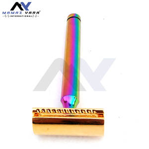Maquinilla de Afeitar de Doble Filo Cromada Pulida para Hombre, Afeitado Suave, Cuidado Corporal, Uso en Salón, Multicolor Arcoíris - Product Image 3