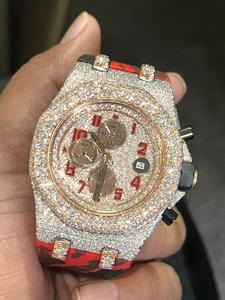 VVS Moissanite Montre en diamant pour hommes Lunette personnalisée Buste glacé Design Boîtier en acier inoxydable antique Mouvement à quartz Argent 925 - Product Image 3