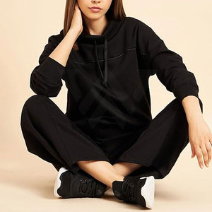 Chándal de correr personalizado de alta calidad para mujer, conjunto de 2 uds de algodón, ropa deportiva lisa al por mayor para chándal de invierno para mujer - Product Image 5