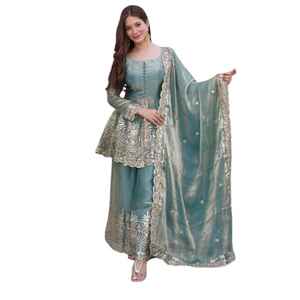 New Arrival Luxury Vintage Pakistani Traditional Ladies 3-Piece Lawn Dresses Handmade Casual Wear <b>Rhinestone</b> Pleat Beading - Product Image 1