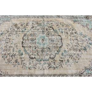 พรมตุรกีโบราณคลาสสิกขนาด5.5x8.3ฟุตสีเบจเย็บปะติดปะต่อกันสีน้ำเงินพรมห้องนั่งเล่นผ้าขนสัตว์ยางรองสี่เหลี่ยมผืนผ้าโถงทางเดิน - Product Image 5