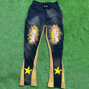 Conjunto Deportivo Unisex de Invierno con Logotipo Personalizado, Sudadera con Capucha Informal y Pantalones Acampanados con Lavado Ácido y Efecto Desgastado para Correr - Product Image 2