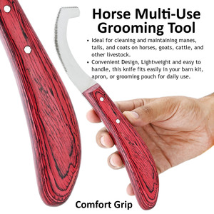 Meilleurs outils de maréchal-ferrant Couteau à oeufs Bot Couteau à oeufs pour enlever les oeufs Bot Couteau à sabot léger Poignée antidérapante rouge - Product Image 2