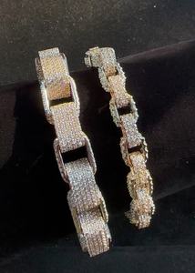 Premium Quality <b>Mens</b> Diamond Studded Square Link <b>Bracelet</b> Luxury <b>Stainless</b> <b>Steel</b> Jewelry for Him Available for Best Price - Product Image 4