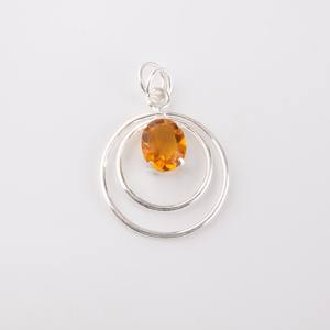 Pendentif en argent avec pierre précieuse citrine, argent sterling 925, bijoux faits à la main, plaqué rhodium, certifié IGI, design unique, novembre - Product Image 6