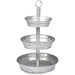Support de service à 3 niveaux galvanisé avec garniture en cuivre Plateau à étages en métal pour gâteau Dessert Décoration de ferme Affichage d'événements - Product Image 3