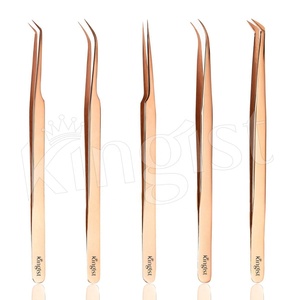 Pinzas de extensión de pestañas de acero inoxidable ligeramente curvadas de 14 cm de largo, Punta puntiaguda fabricada en Pakistán - Product Image 2