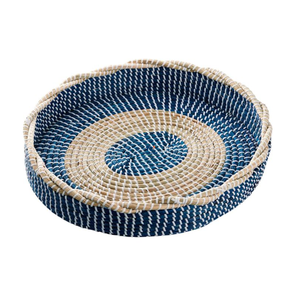 Panier cadeau de plateau en rotin en jacinthe d'eau et jonc de mer de taille personnalisée moderne Plateau de service tissé en paille domestique fabriqué au Vietnam - Product Image 6