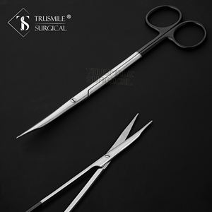 Tijeras de punta roma de acero inoxidable alemanas mejor calificadas al por mayor punta redonda curva recta para cirugías generales o básicas - Product Image 1
