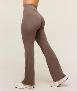 Pantalons de yoga pour femmes en gros personnalisés, taille mi-haute, jambes larges, sans couture, légers, été, gym, fitness, leggings évasés - Product Image 2