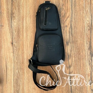 <b>Men's</b> Full Grain Genuine Cowhide Leather Chest <b>Bag</b> Vintage Cycling Sports Crossbody Sling <b>Bag</b> <b>for</b> Business or Casual Use - Product Image 1