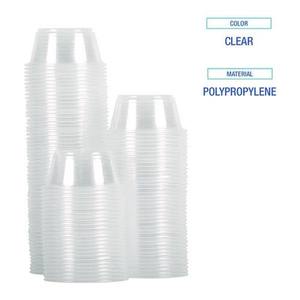 Vasos de plástico para soufflé/porciones Boardwalk de 1.5 oz con tapa, vasos pequeños desechables de PP para refrigerios, translúcidos, 2500/unidad por caja - Product Image 6