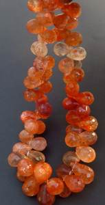 Hermosa piedra solar Africana naranja Natural de 9-14mm, cuentas de gemas facetadas, lágrima suelta, 9 hebras, corte de Briolette, piedra solar facetada - Product Image 5