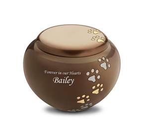 Dark Green Pet <b>Memorial</b> Urn for Ashes Metal Cremation Urn with Gold Paw Print Design Elegant Keepsake Urn - Product Image 4