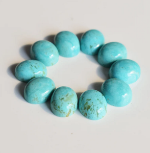 Piedra preciosa cabujón con reverso plano de forma ovalada de turquesa de Arizona Natural para hacer joyas, anillos, pulsera, collar, Kingman, Turquesa - Product Image 4