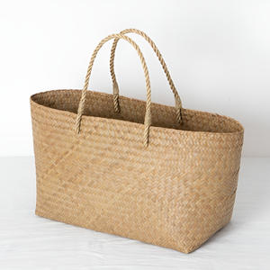 กระเป๋าฟางสำหรับสุภาพสตรี คุณภาพสูง กระเป๋าจากหญ้าทะเล กระเป๋าถือสานจากเส้นใยราฟเฟีย กระเป๋าถือจากหญ้าทะเลธรรมชาติ - Product Image 5