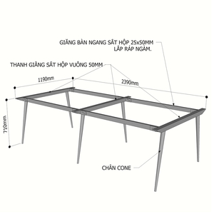 ขาโต๊ะเหล็กประกอบสำเร็จรูป CONE Concept 240x120 รุ่น HCCO012 - Product Image 2