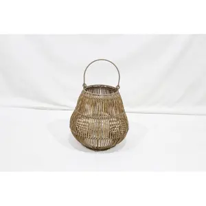 Outdoor and Indoor Rattan Wicker Lanterns Home Decoration Hanging Candle Lantern with Handle for garden villa decoration