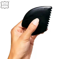 OEM LOGO personnalisé Pierre de Biack Pierre de Gua Sha Masseur Facial Pochette de Guasha personnalisée Ensemble d'outils de massage par grattage pour le visage et le corps