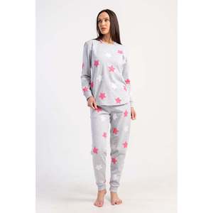 KADIN 2IPLIK XXL O YAKA UZUN KOL ETEGI OVAL MANSETLI PIJAMA TAKIM - สีชมพู - สีชมพู - Product Image 1