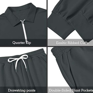 Ensemble de survêtement d'hiver pour homme, décontracté, coupe-vent, grande taille, deux pièces, avec haut à manches longues entièrement zippé et pantalon de jogging, couleur et taille personnalisées - Product Image 2