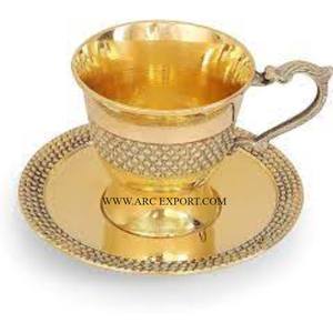 Tasses et soucoupes à thé en plaqué or avec dessus de table et accessoires de cuisine design vintage - Product Image 3