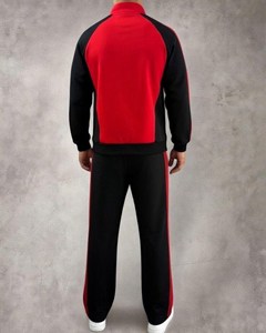 Ever Glow Survêtement Homme Rouge et Noir à Blocs de Couleurs, Pantalon Long avec Poches Latérales, Mélange de Coton Respirant, Taille Haute à Cordon de Serrage - Product Image 2