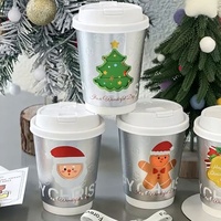 Gobelet à café interactif en papier à double paroi avec motif révélateur rotatif, jetable, écologique, pour café de Noël