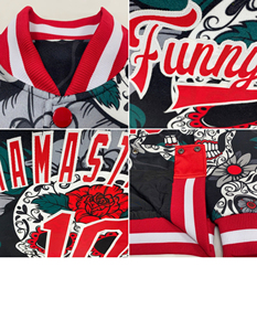 Blousons de baseball varsity pour hommes, grande taille, 100% coton, antibactériens, avec logo personnalisé, col montant et patch brodé sur le devant - Product Image 6