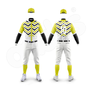 Ropa deportiva de béisbol y softbol de colores personalizados para hombres, uniformes transpirables y de sublimación blancos, negros y amarillos - Product Image 1