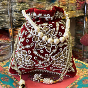 Indian Handmade <b>Beads</b> Work Potli Bag Ethnic Indian Embroidered Latest Design Women Wedding Gift <b>Handbags</b> - Product Image 1