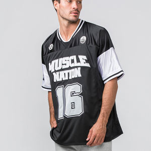 Camiseta de Fútbol Retro de Poliéster Antiarrugas, Cuello en V Extra Grande, Negra con Blanco, Transpirable, Calidad Premium, Venta de Fábrica - Product Image 2