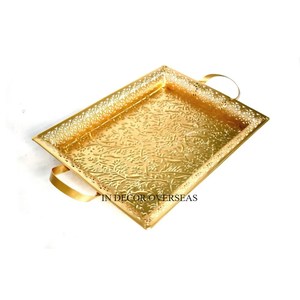 Diseñador de textura única martillada Totalmente de alto grado Chapado en oro Chocolates de metal de calidad superior y bandeja de lujo para servir alimentos - Product Image 5