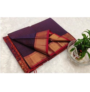 Maheshwari ผ้าคอตตอนเนื้อนุ่มผ้าคอตตอนทอด้วยมือลายตารางสำหรับเทศกาลชุดส่าหรีสไตล์อินเดียชนเผ่า - Product Image 2