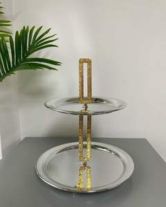 ที่วางเค้กสแตนเลส2ชั้นที่วางคัพเค้กของหวานสำหรับงานเลี้ยงวันเกิดงานแต่งงาน - Product Image 5