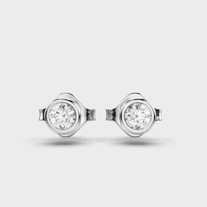 Pendientes de diamantes cultivados en laboratorio con bisel redondo en plata de ley 925 maciza con cierre de rosca, joyería fina. - Product Image 1