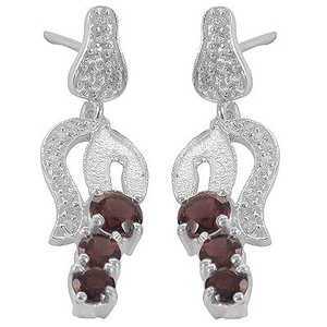 Boucles d'oreilles pendantes en argent 925 avec grenat pour femmes, jolies boucles d'oreilles pendantes dorées, cadeau de mariage avec améthyste, perle, diamant, chrétien - Product Image 3