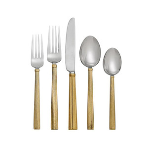 ชุดมีดทองเหลืองสุดหรู5ชิ้นพร้อมสลักกระดูกสำหรับห้องครัวและโต๊ะชุดช้อนส้อมแบบมีเอกลักษณ์ - Product Image 6