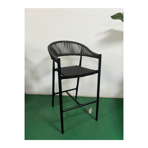 Juego de Muebles de Mimbre para Restaurante, Mesas y Sillas, Taburete de Bar de Ratán, Taburete de Bar de Metal Color Espresso Marrón, Taburete de Aluminio para Exteriores - Product Image 1