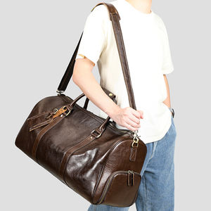 Bolso de lona de gran capacidad de cuero genuino Marrant para hombre, deportes, gimnasio, viaje, fin de semana, equipaje de noche, bolso de noche de cuero genuino - Product Image 4