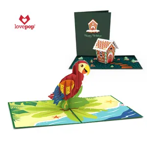 3D 카드 사용자 정의 최고 품질 휴일 카드 귀여운 동물 오프셋 인쇄 공장 Lovepop 인사말 카드 흰색 봉투 OEM 팝업
