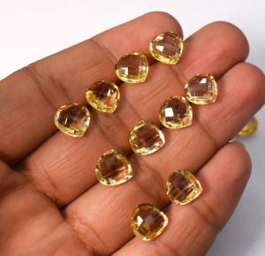 Citrino Natural en Forma de Almendras, Corte Checker, Corte Briolette, 45 Quilates, Lote de 14 Piezas, 10X10X5 mm - Product Image 6