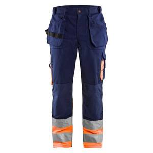 Pantalones de Trabajo para Hombre, Color Azul Marino, Reflectantes, Transpirables, Certificados CE, con Franjas de Seguridad Naranjas y Bolsillos con Clip para Uso Industrial - Product Image 1