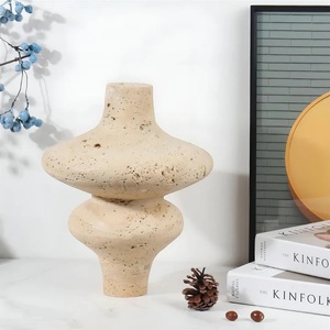 แจกันหินทราเวอร์ทีนลายริ้ว ดีไซน์ทันสมัย งานฝีมือประณีต ทนทาน ตกแต่งบ้านอย่างมีสไตล์ - Product Image 5