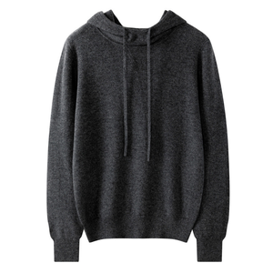 Sweat à capuche en cachemire pour femmes automne hiver pull à bord complet chaud tricot ample ODM approvisionnement avant Logo lavé à l'acide imprimé - Product Image 2