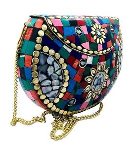 Meilleures ventes Sac de soirée en mosaïque en métal fait à la main avec fermeture ouverte Sac à main pour femme au prix de gros - Product Image 6